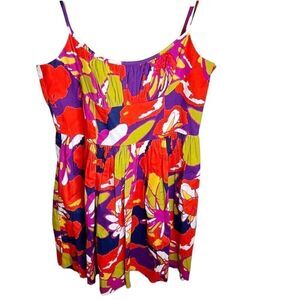 Trina Turk Women's Bold Floral Fitted Waist Straps Mini Dress Multi-Color Size 8